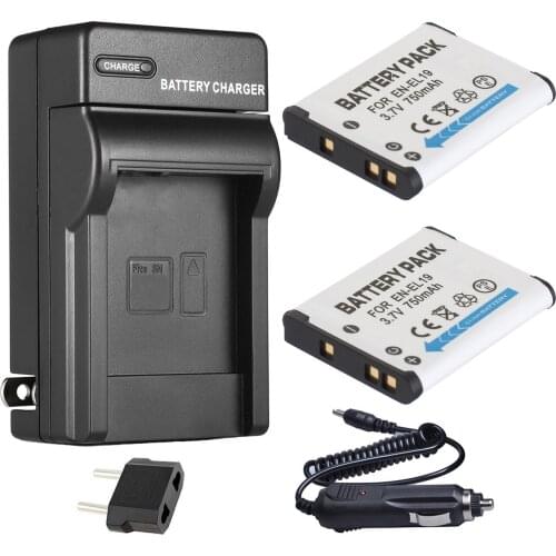 EN-EL19 Battery 2-Pack + Charger For Nikon Coolpix S3100, S3200, S3300, S3400, S3500, S3600, S3700, S6800, S6900 Digital Camera