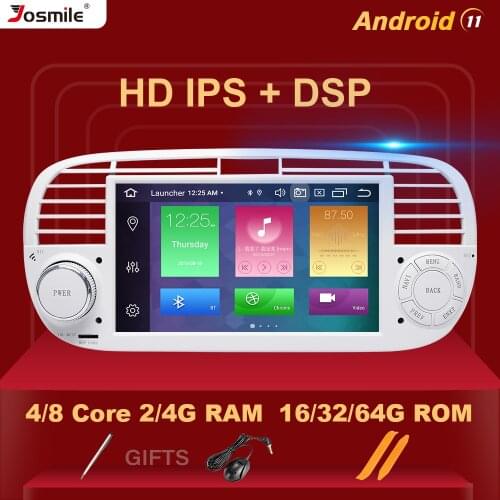 8 Core DSP 4GB 64GB 1 Din Android 11 Car DVD Player For FIAT 500 Radio Multimedia GPS Navigation Stereo Audio Carplay Wifi BT