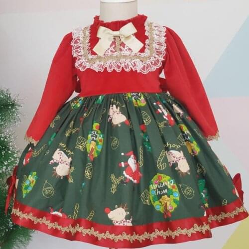 Vinatge Spanish baby girl velvet princess dress kids England Turkey Christmas birthday party ball lolita dress