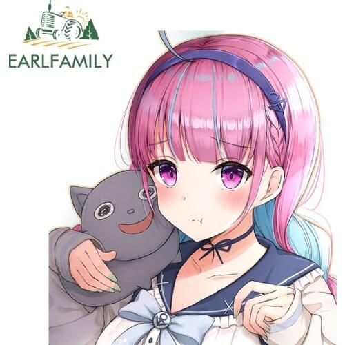 EARLFAMILY 13cm x 11.9cm for Hololive Minato Aqua Neko Car Stickers Simple Waterproof Decals Creative Car Door Protector