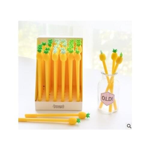 12 PCS/LOT zhongfan student lovely pineapple stationery 0.5mm fresh pen gel pen