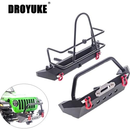 Droyuke Metal Front Rear Bumper with Tow Hook for 1/10 RC Crawler Axial SCX10 90046 SCX10 III AXI03007 TRAXXAS TRX4