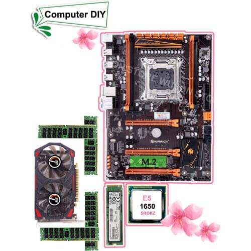 Mobo with M.2 slot HUANANZHI X79 motherboard 128G NVME SSD Intel Xeon E5 1650 3.2GHz video card GTX750TI 2G RAM 4*8G 1600 RECC