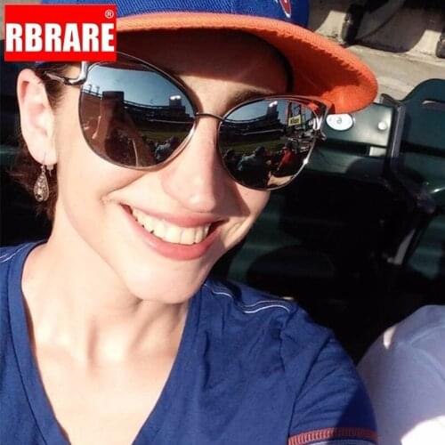 RBRARE Fashion Metal Hollow Cateye Sunglasses Women Vintage Rose Gold Frame Women Sun Glasses Brand Designer Retro Eyewear