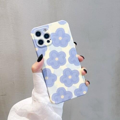 Fashion Blue Flowers Daisy Phone Case For iPhone 12 Mini 11 Pro Max X XS XR 7 8 Plus SE 2020 Soft Silicone Shockproof Back Cover