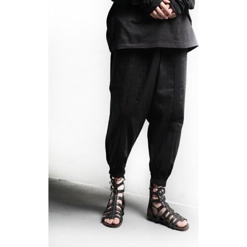 Mens trousers new casual Harem Pants Aladdin stitching loose jogging pants mens elastic waist Capri Pants