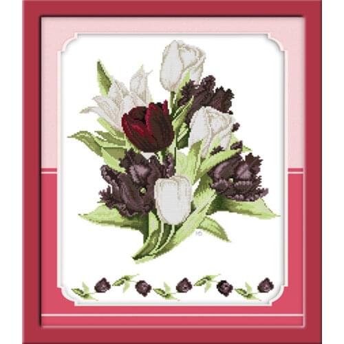 Mash up tulip cross stitch kit flower 18ct 14ct 11ct count printed canvas stitching embroidery DIY handmade needlework