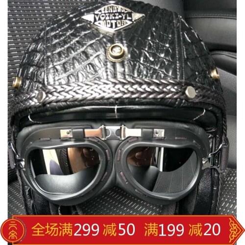2018 New Synthetic Leather Motorcycle Helmet Retro Vintage Cruiser Chopper Scooter Cafe Racer Moto Helmet 3/4 Open Face Helmet