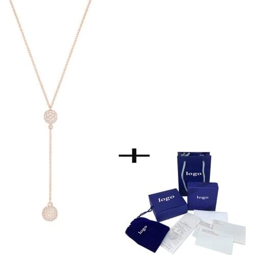 2021 new crystal ball rose gold necklace features retro Korean style women Jewelry