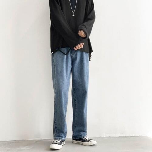 2021 New Winter Mens Fashion Thickened Plush Casual Pants Loose Youth Wide Leg Pants Baggy Homme Jeans Biker Denim Trousers