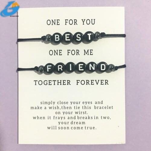 Best Friend Letter Bead Bracelet Men Women Rope Adjustable String Name Bracelets DIY Jewelry for friends