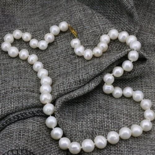 Charms 8-9mm White Natural Cultured Freshwater Nearround Beads Pearl Necklace Women Lady Prom Weddings Chain Choker 18inch B3230
