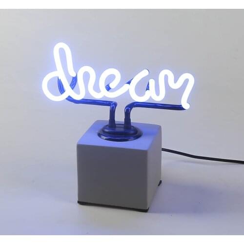 Popular glass neon lights sign blue handwriting dream dolphin skeleton lips cactus neon sign with base Home décor Night Lamp