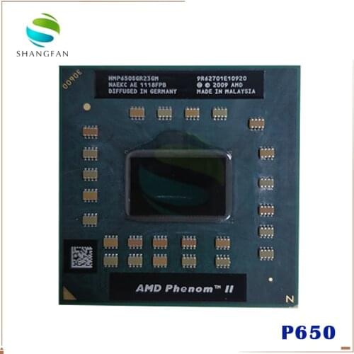 Laptop cpu processor AMD Phenom P650 HMP650SGR23GM P650 CPU Dual core 2.60 GHz 2MB L2 Cache Socket S1 (S1g4) PGA638