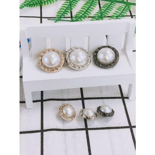 Faux Pearl Gold Metal Women Coat Buttons For Clothing Vintage Sweater Decorative Buttons Quality Sewing Accessories Wholesale