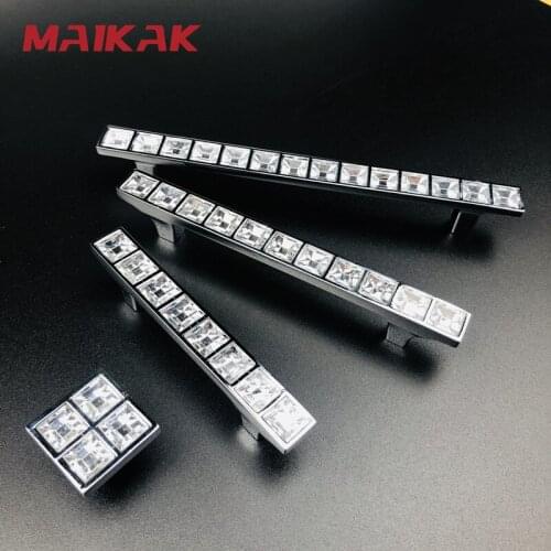 Luxury Crystal Diamond Cabinet Handles Zinc Alloy Fashion Cabinet Door Pulls Drawer Knobs European Wardrobe Furniture Handle
