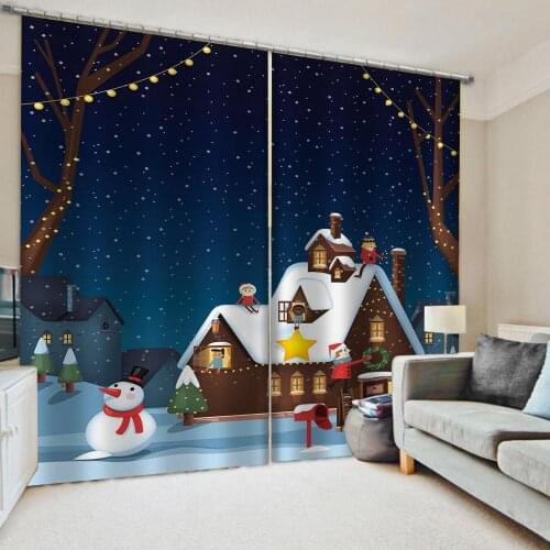 Luxury Blackout 3D Window Curtains For Living Room blue canrtoon curtains Decoration curtains