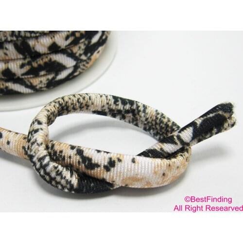 Lycra cord Beige pattern 5mm Elastic lycra cord Stitched Lycra strips