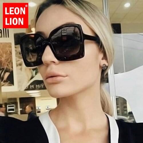 LeonLion 2021 Oversized Gradient Sunglasses Women Square Glasses Women/Men Luxury Eyeglasses Women Luxury Oculos De Sol Feminino