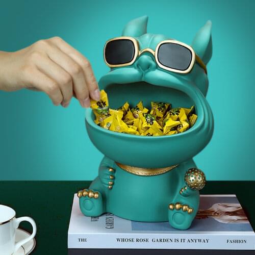 Bulldog Fortune Cat Figurine Miniature Resin Statue Home Decoration Art Light Luxury Holiday Birthday Gift Household Storage Box