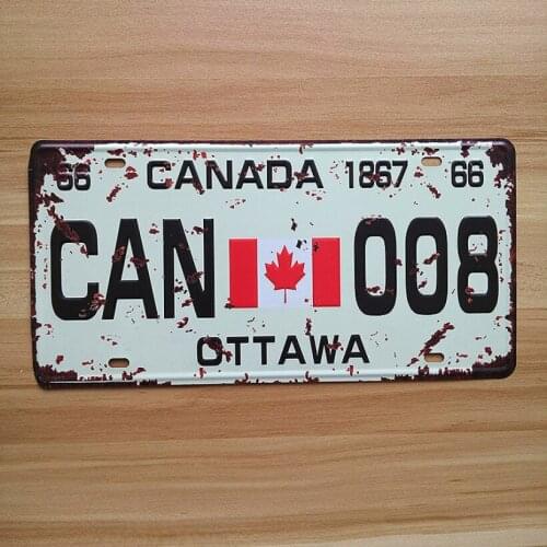 SYF-A130 Retro license Car plates " CANADA CAN-008 OTTAWA " vintage metal tin signs garage painting plaque Sticker 15x30cm