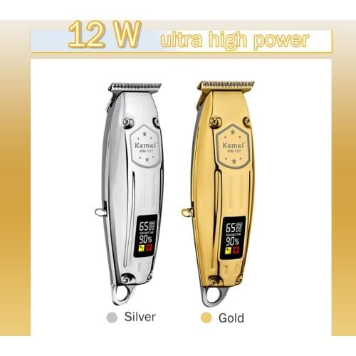 Kemei KM-127 Hair Trimmer LCD Display Rechargable 12W Powerful Motor Barber Hair Clipper