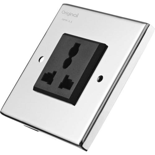 Fever universal wall plug, customized British socket, stainless steel panel