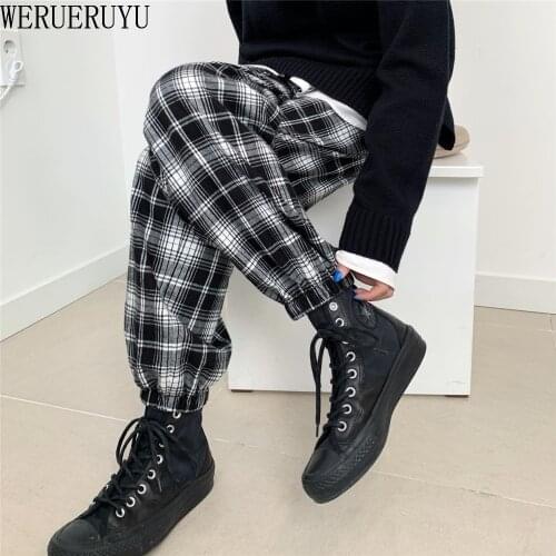 WERUERUYU Women's Plaid Trousers