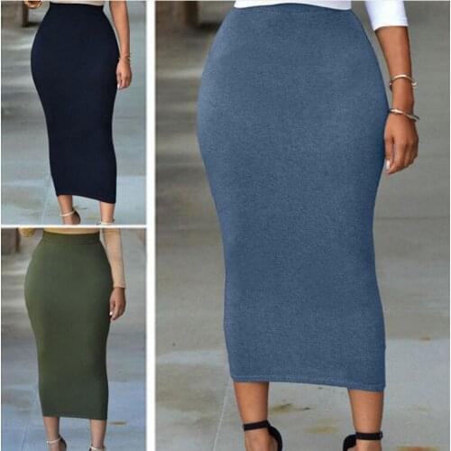 2020 Double Layers High Waist Pencil Midi Skirt Bodycon Long Skirt Cotton Maxi Skirt White Summer Skirts Womens Saia Midi New