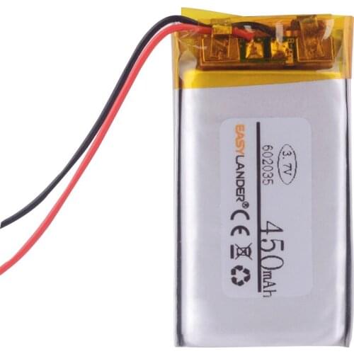 3.7V 500mAh 602035 Lithium li ion polymer Rechargeable Battery For DVR GPS Car Tachograph Bluetooth headphone Battery