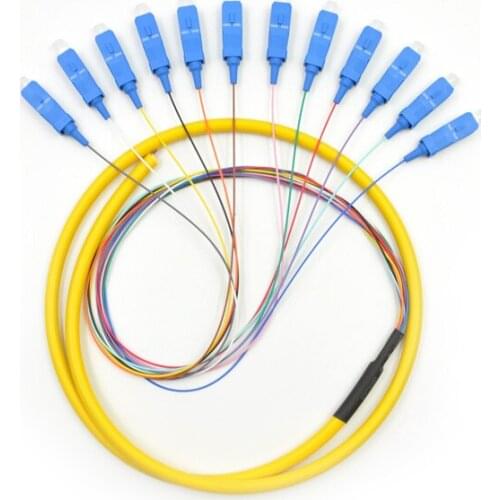 5pcs/lot 12 Strand 9/125 Fiber Optic Pigtail 1.5m SC/UPC Single Mode,12 fiber pigtail