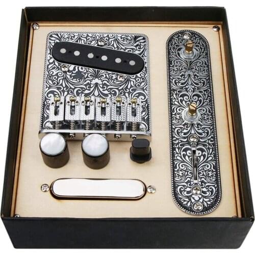 6 Strings Saddle Bridge Plate, 3 Way Switch Control Plate, Neck Pickup Set for Fender TL Telecaster Electric Guitars Replacement