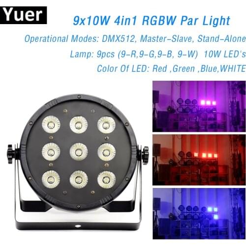 9X10W 4in1 RGBW DMX512 Par Light DJ Bar Club Birthday Party Friends Party Disco Lights Professional Stage Effect Lighting Lamp