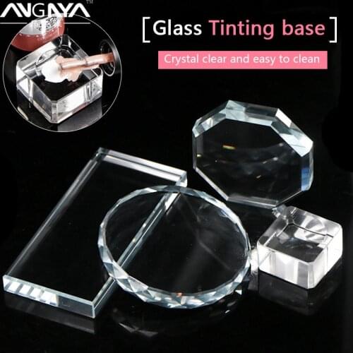 ANGNYA Square Nail Toning Base Grafting Eyelash Extension Eyelash Makeup Tools Nail Polish Toner Glass Glue Crystal Glass Table