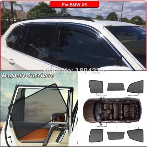 Car Full Side Windows Magnetic Sun Shade UV Protection Ray Blocking Mesh Visor For BMW X5 2012