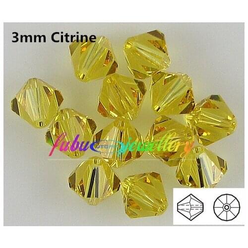 Free Shipping! 720pcs/Lot, AAA Chinese Top Quality 3mm Citrine Crystal Bicone Beads