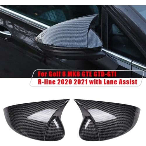 Carbon Fiber Side Mirror Rear View Mirror Cover Cap Ox Horn for Golf 8 MK8 GTE GTD R-Line 2020 2021