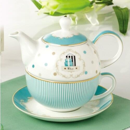 British Bone China Coffee Ware Flower Tea Teaset European Ceramic Coffee Pot Cup and Saucer Set