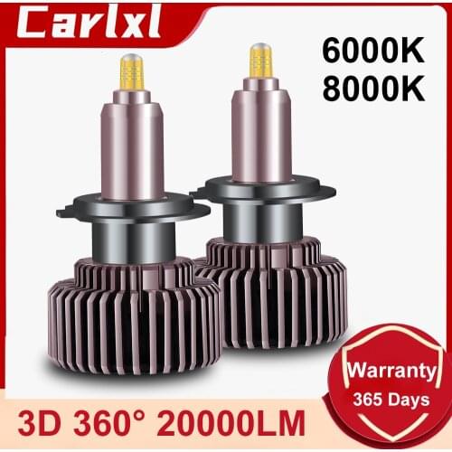 Carlxl H1 LED H7 LED 20000LM H8 HB3 9005 HB4 H11 Led Headlights Bulbs 9012 6 sides 3D 6000K 8000K Canbus 360 degree Auto Lamp