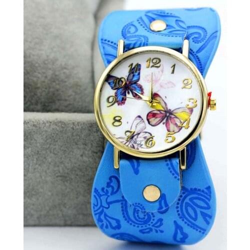 Shsby New Arrival Printed Leather Bracelet Wristwatch Wide Band Dress Watch Multifarious Flowers Women Casual Watch Girls Gift