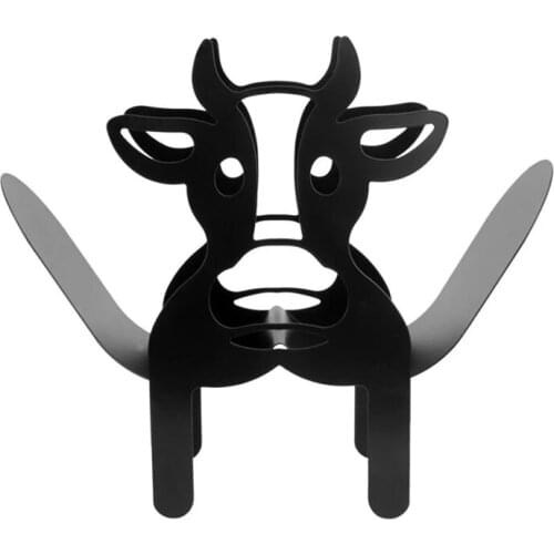 Black Cow Toilet Roll Paper Holder Free-Standing Bathroom Tissue Storage Gift