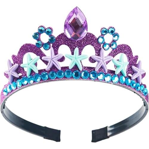 Baby Mermaid Dress Up Crown Princess Tiara for Girls Kids Starfish Headband Jewelry Birthday Gift Holiday Costume Accessories