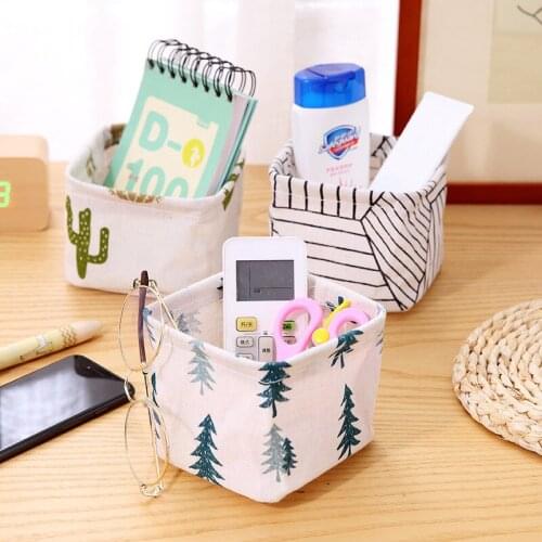 Cotton Desktop Storage Box Office Storage Basket Dressing Table Cosmetics And Sundries Sorting Box Waterproof Storage Organizer