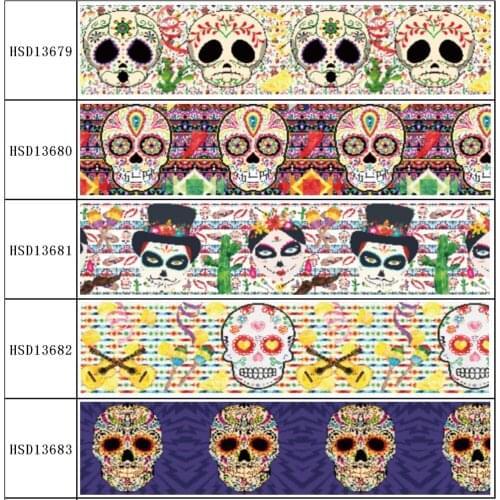 HuangTao 22MM 25MM 38MM 50MM 75mm Printed Pattern on Grosgrain Ribbon for diy ribbon