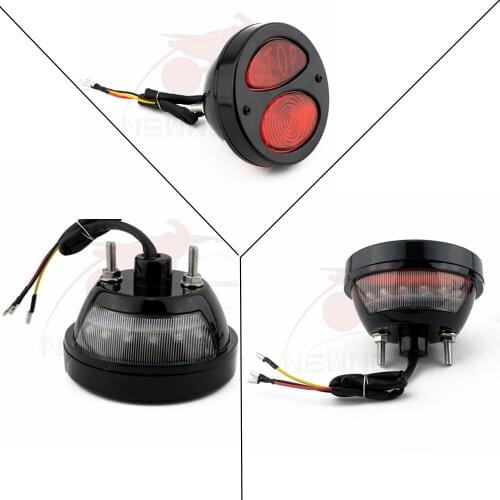 Red Motorcycle LED Tail Light License For Harley Chopper Bobber Cafe Racer Duolamp Vintage Rear Stop Lamp Brake Light