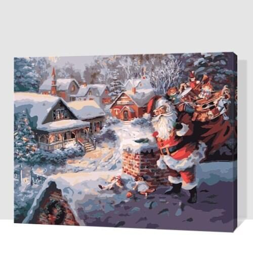 MaHuaf-A1804 Romantic christmas gift DIY Painting By Number Acrylic Picture Wall Art Hand Painted christmas decorations for home