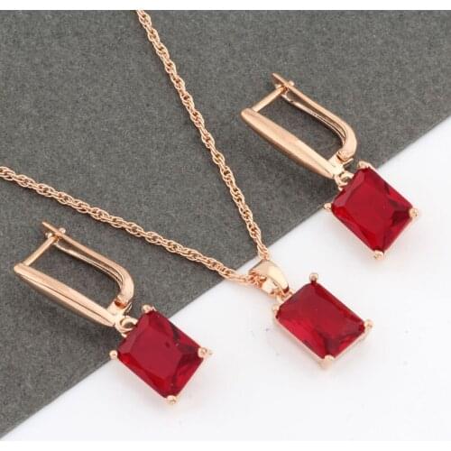 New Trendy Jewelry Sets Elegant Square Dangle Earrings Jewelry Sets For Women Party Fashion Earrings And Pendant Korean Style