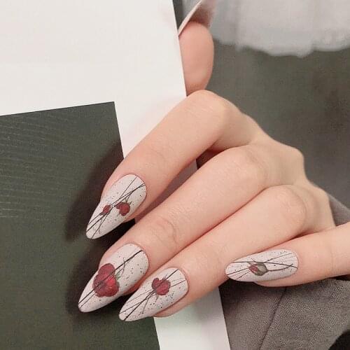 2021 New 3D Nail Art Stickers Bohemia Red Rose Flowers Image Nails Stickers For Nails Sticker Decorations Manicure Z0406