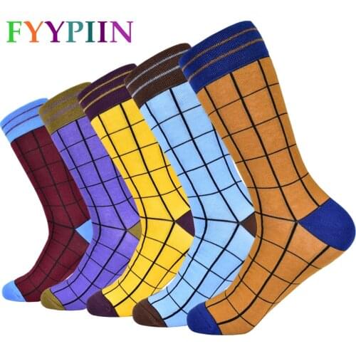 2020 mens socks latest design combed cotton classic plaid banquet entertainment business happy socks