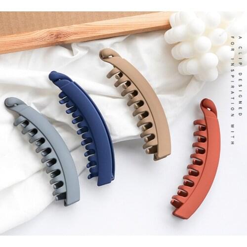 New Women Hair Claw Solid Color Elegant Banana Hair Clip Barrettes Girls Hair Accessories Headwear